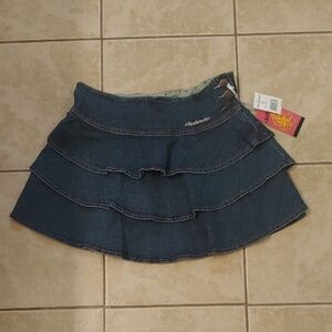 VTG Heatherette Denim Ruffled Y2K Mini Skirt Women's Size 7